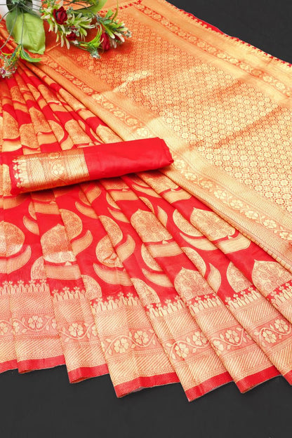 Kaya Red Banarasi Silk Saree