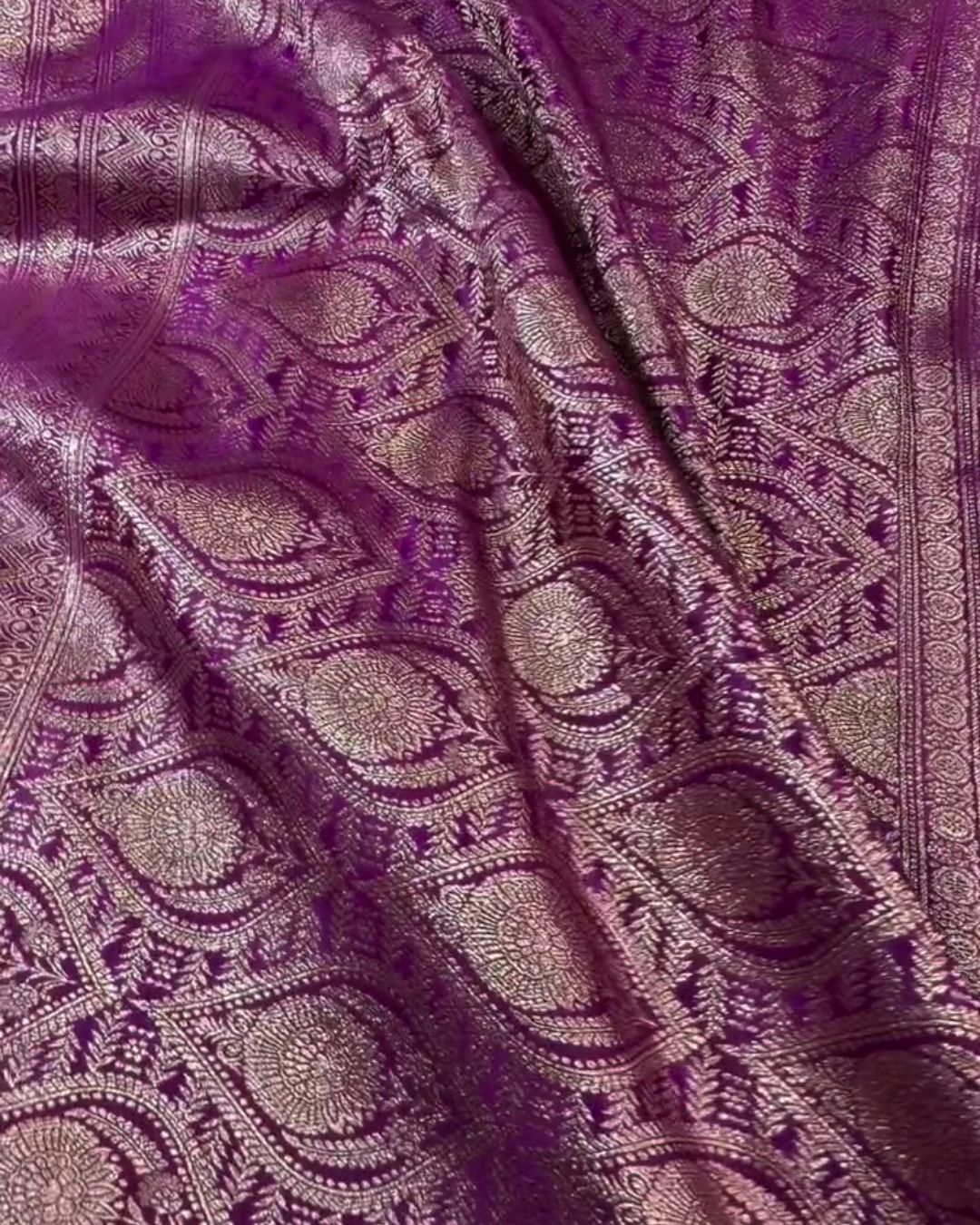 Zinal - Royal Purple Silk Saree with Antique Zari Border