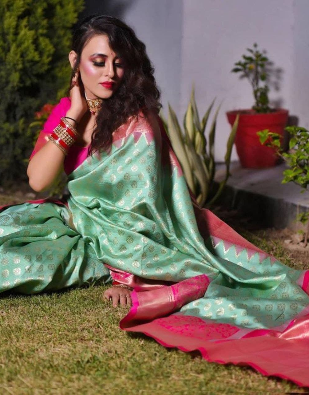 Pooja Green Kanchipuram Silk Saree