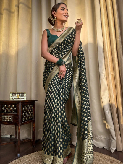 Kaya Green Banarasi Silk Saree