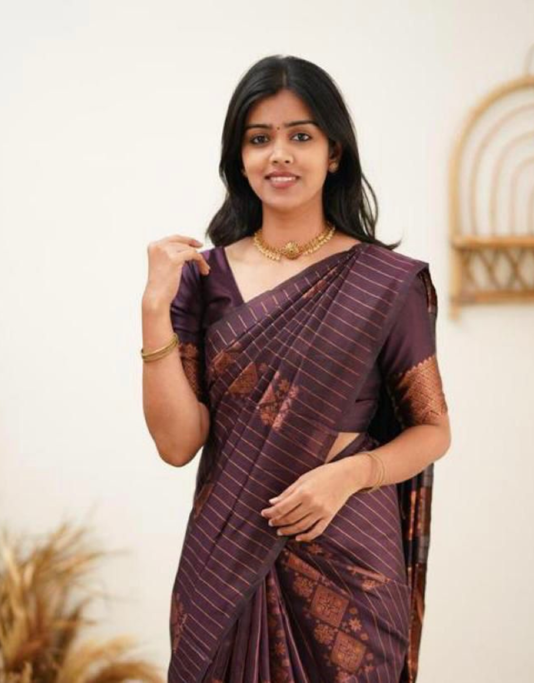 Jaya Purple Soft Silk Saree With Gorgeous Blouse Piece