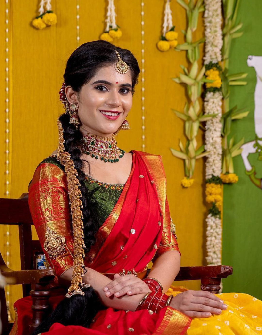 Kalpana Yellow Kanchipuram Lehenga Choli