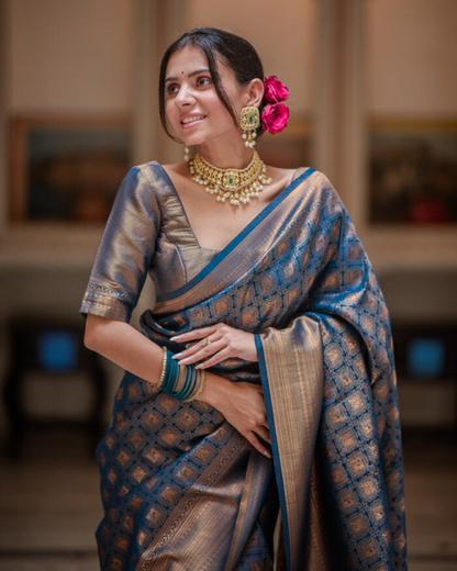 Royal Azure - Banarasi Silk Saree