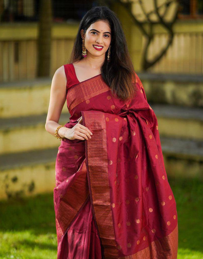 Paru Maroon Soft Silk Saree