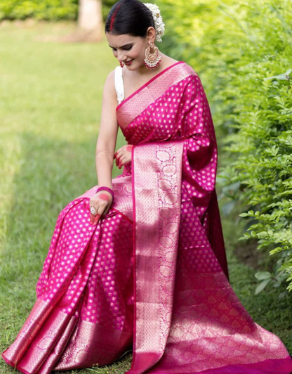 Krushna Pink Banarasi Silk Saree