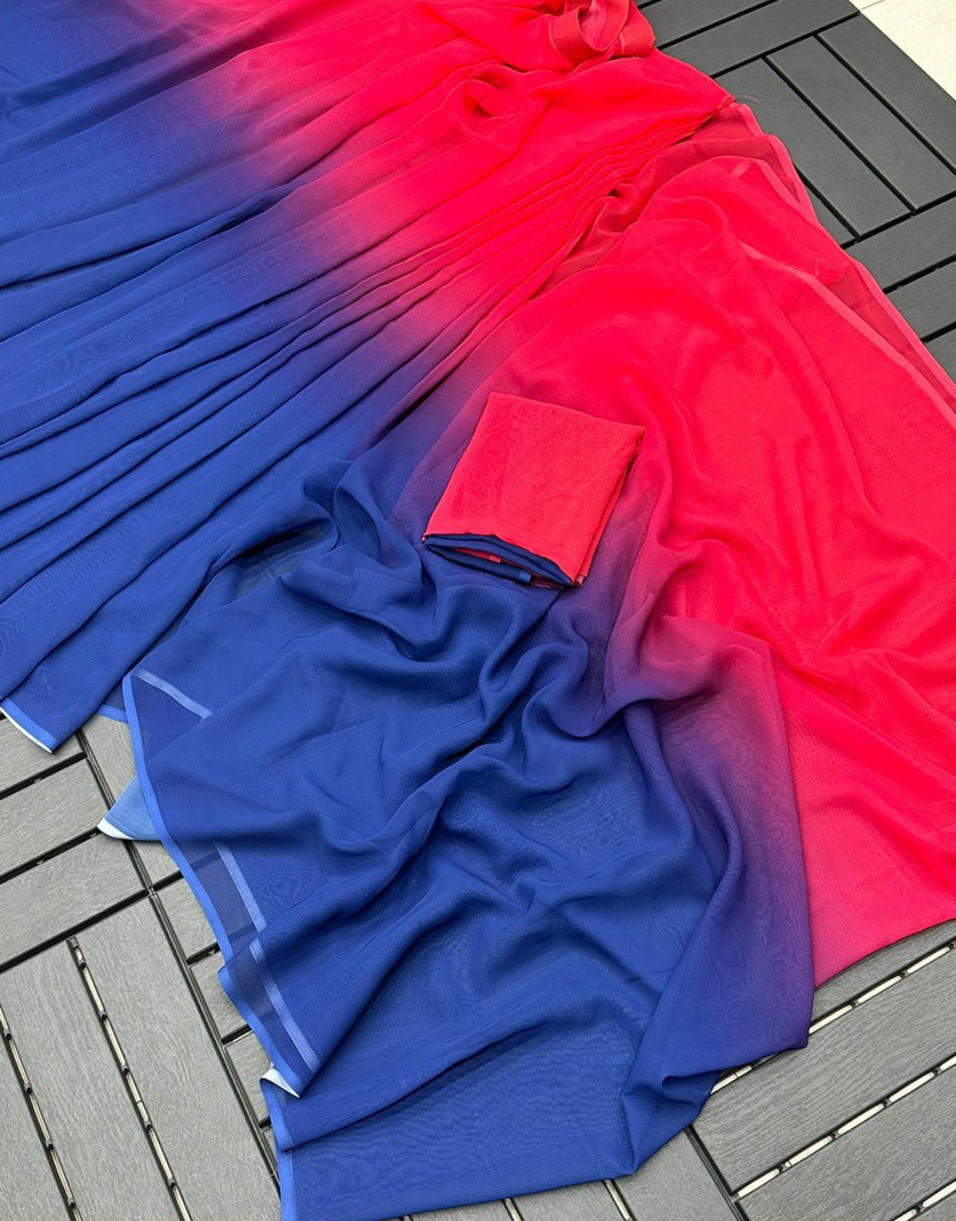 Piyu Pink And Blue 1-Minute Ready To Wear Soft Silk Saree