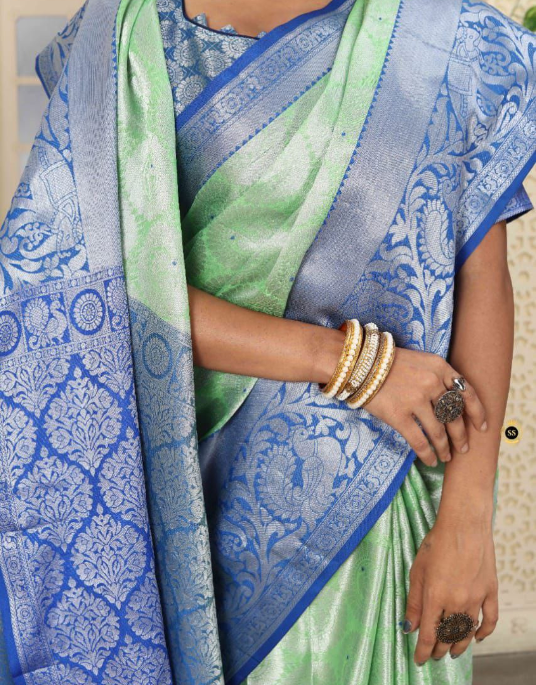 Sakshi Blue Kanchipuram Saree