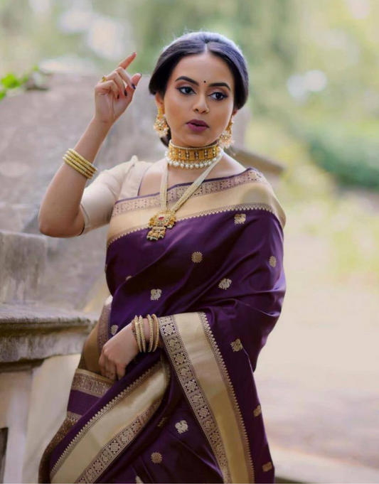 Vyomi Purple Soft Silk Saree