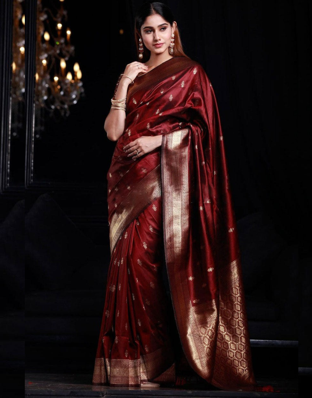 Shanti Maroon Banarasi Silk Saree