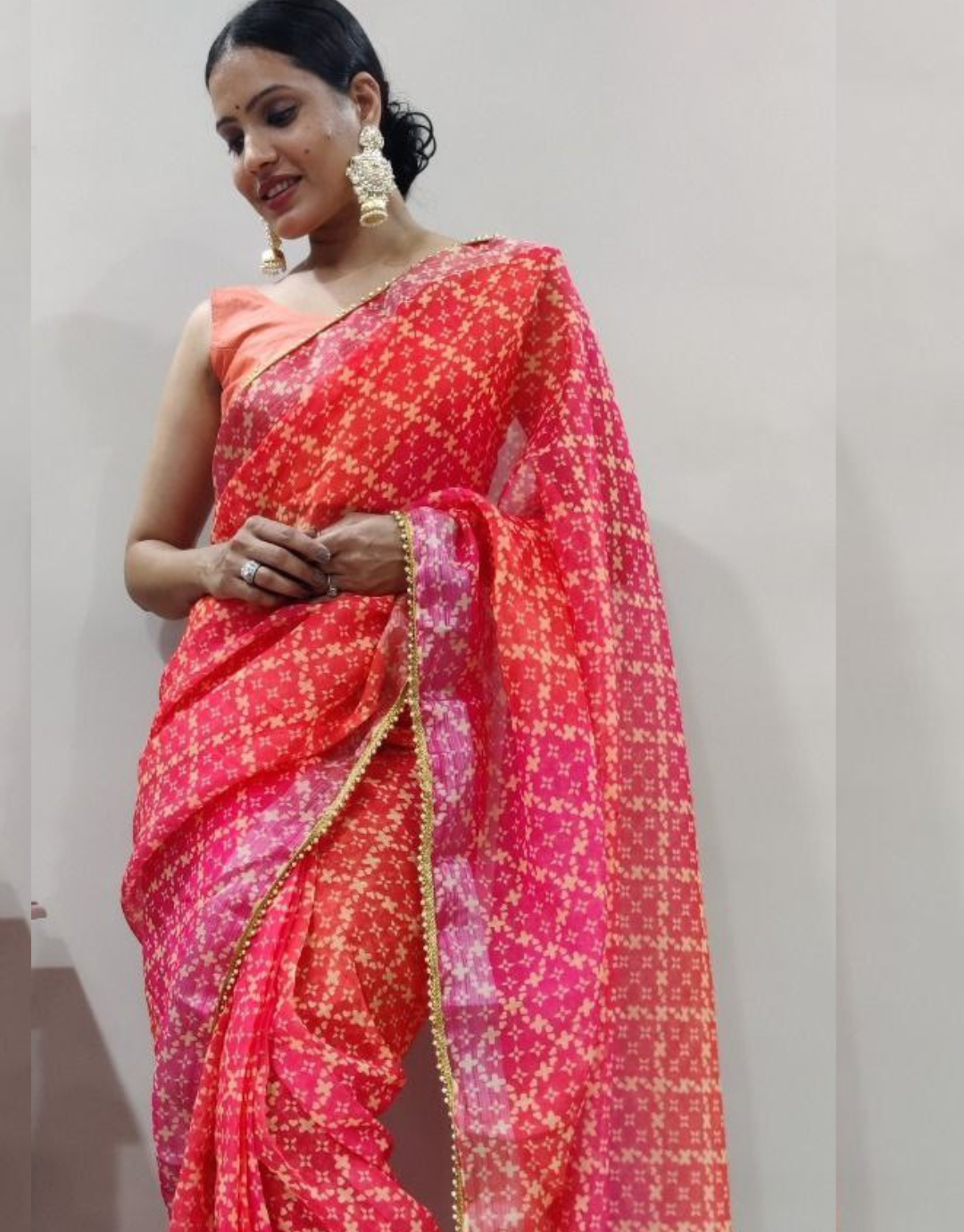 Mahi Reddish Pink Just One Minute Ready To Wear Soft Silk Saree