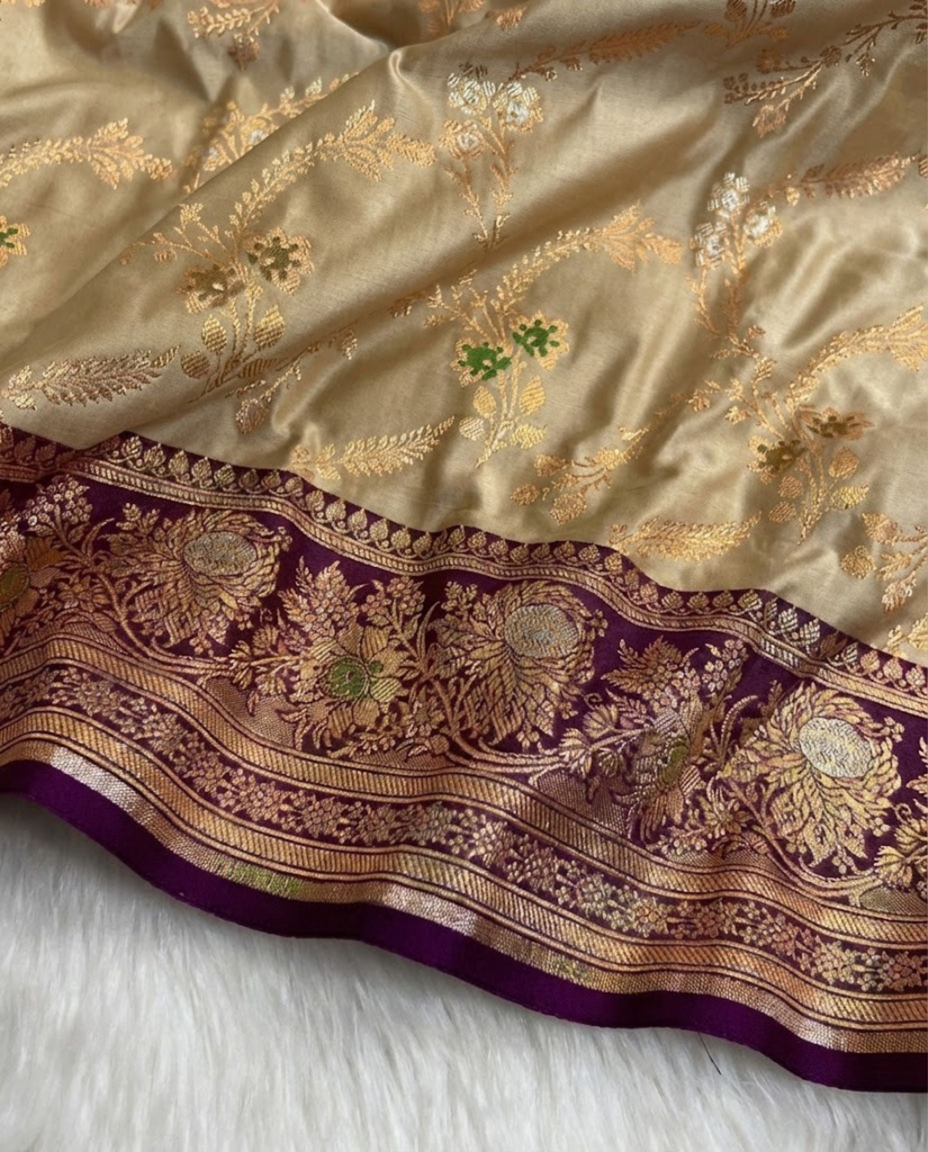 Vidhatri - Purple Banarasi Pure Mashru Satin Silk Saree With Rich Zari Jaal