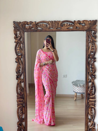 One Min Ready to Wear Light Pink Lily Saree