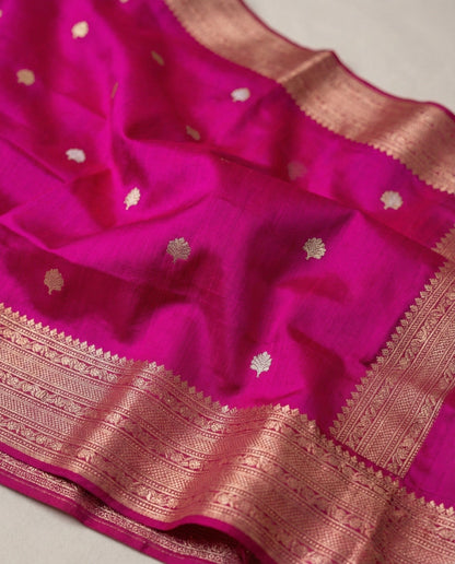 Binodini - Hot Pink Handloom Pure Silk Banarasi Saree