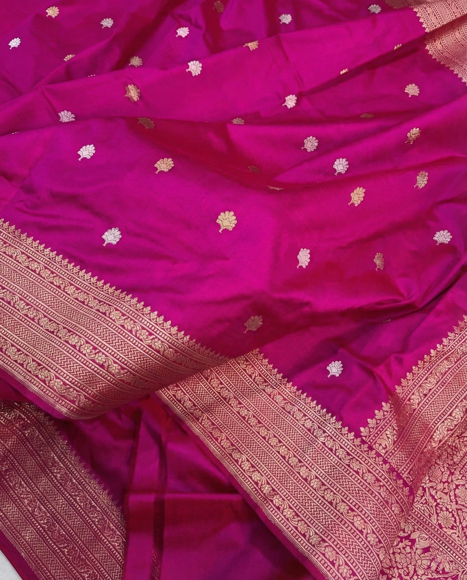 Binodini - Hot Pink Handloom Pure Silk Banarasi Saree