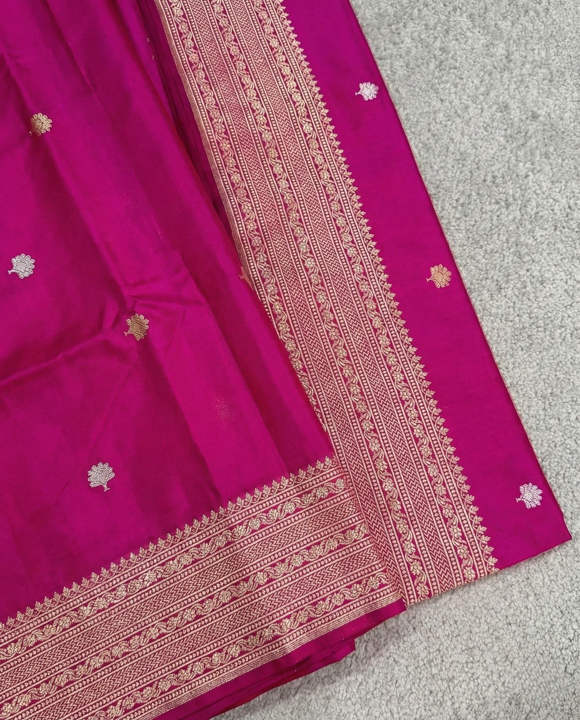 Binodini - Hot Pink Handloom Pure Silk Banarasi Saree