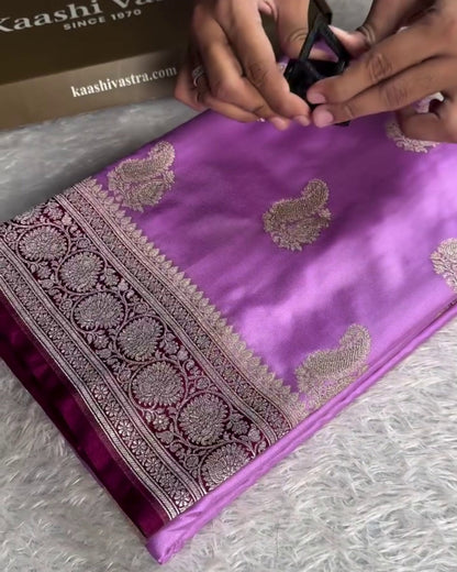 Anandi - Lavender Banarasi Silk Blend Saree