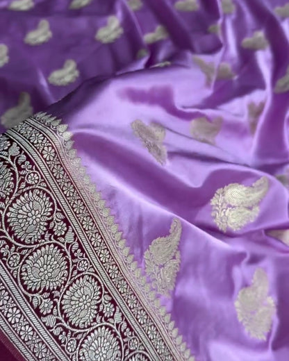 Anandi - Lavender Banarasi Silk Blend Saree