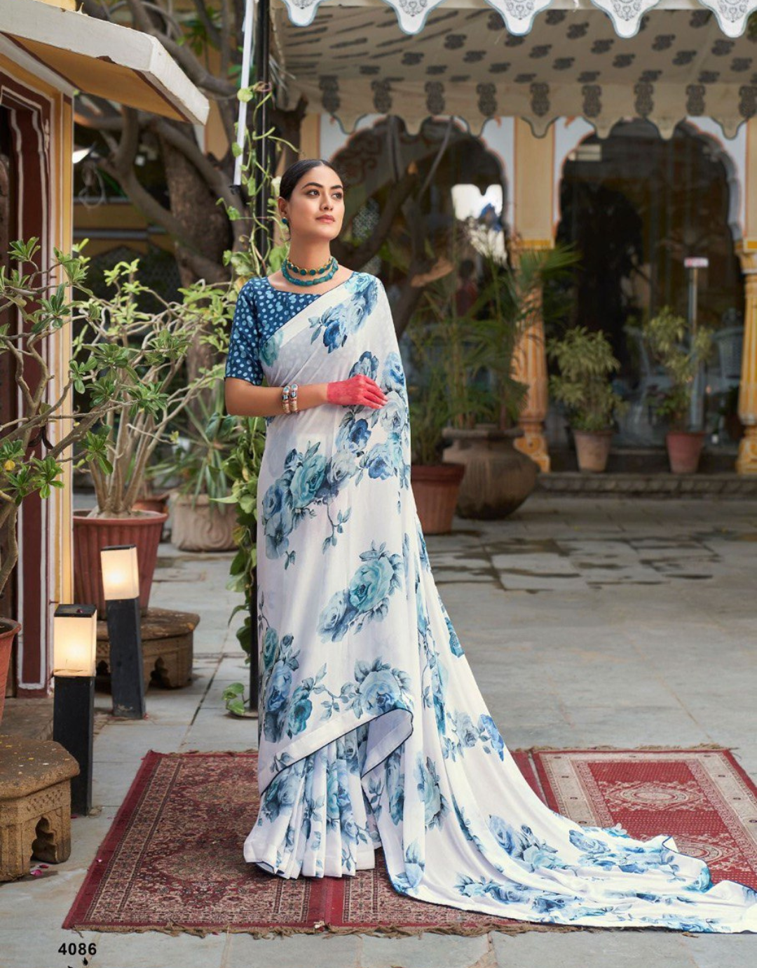 Tannu Dusk Blue Floral Soft Silk Saree