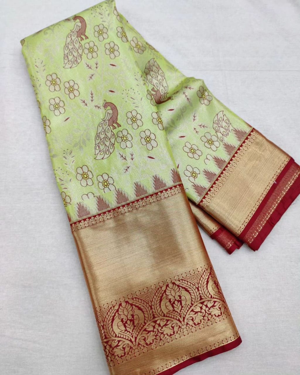 Hari Pista Soft Silk Saree