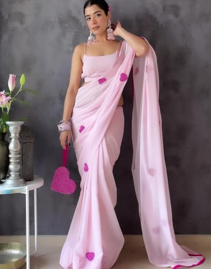 Nora BabyPink Ready To Wear Saree