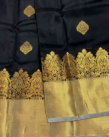 Ritika - Black Silk Saree with Grand Gold Zari Work