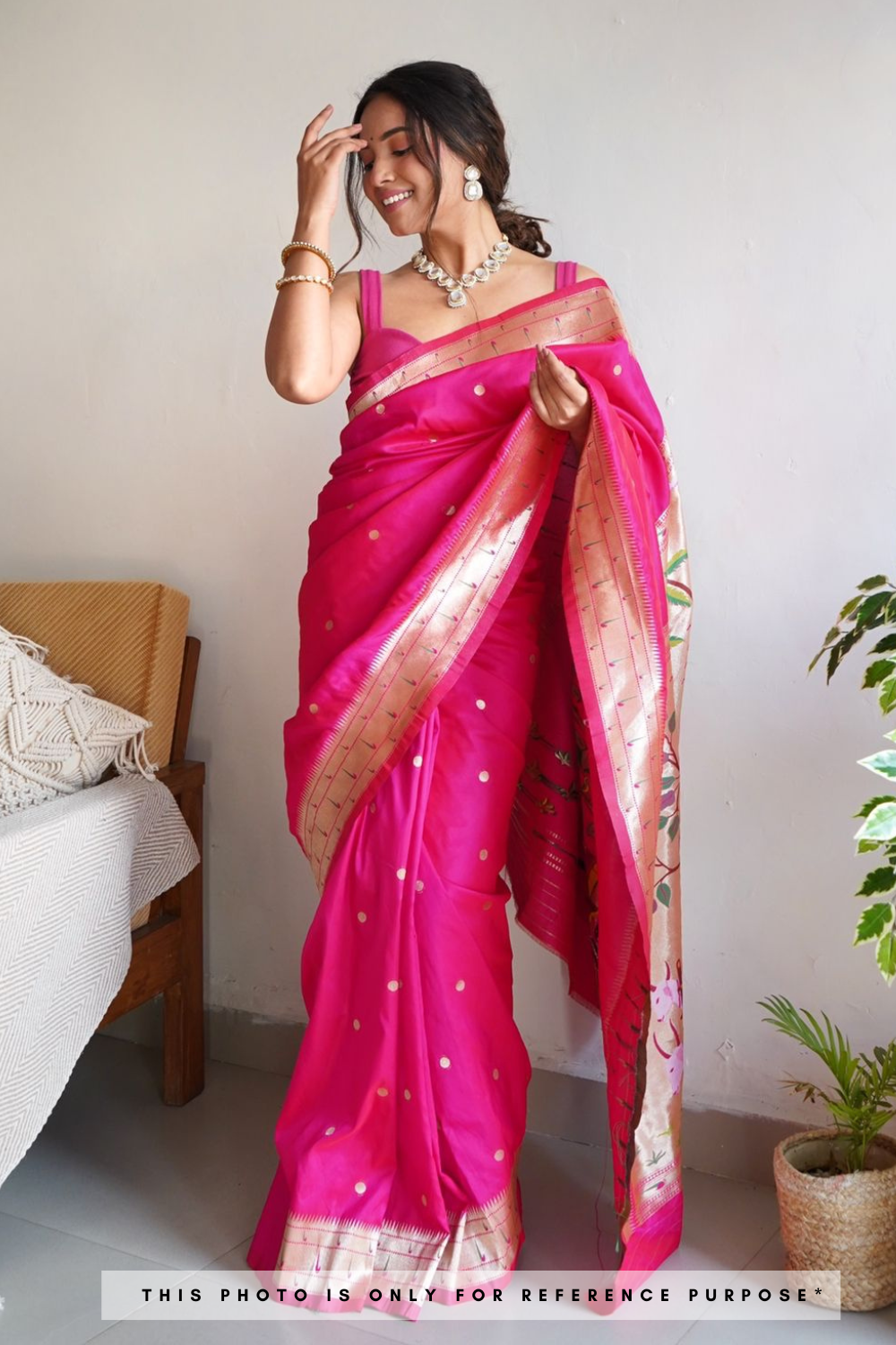 Kaveri Pink Woven Paithani Silk Saree