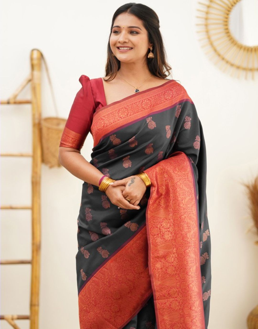 Kriti Carbon Grey Soft Silk Saree