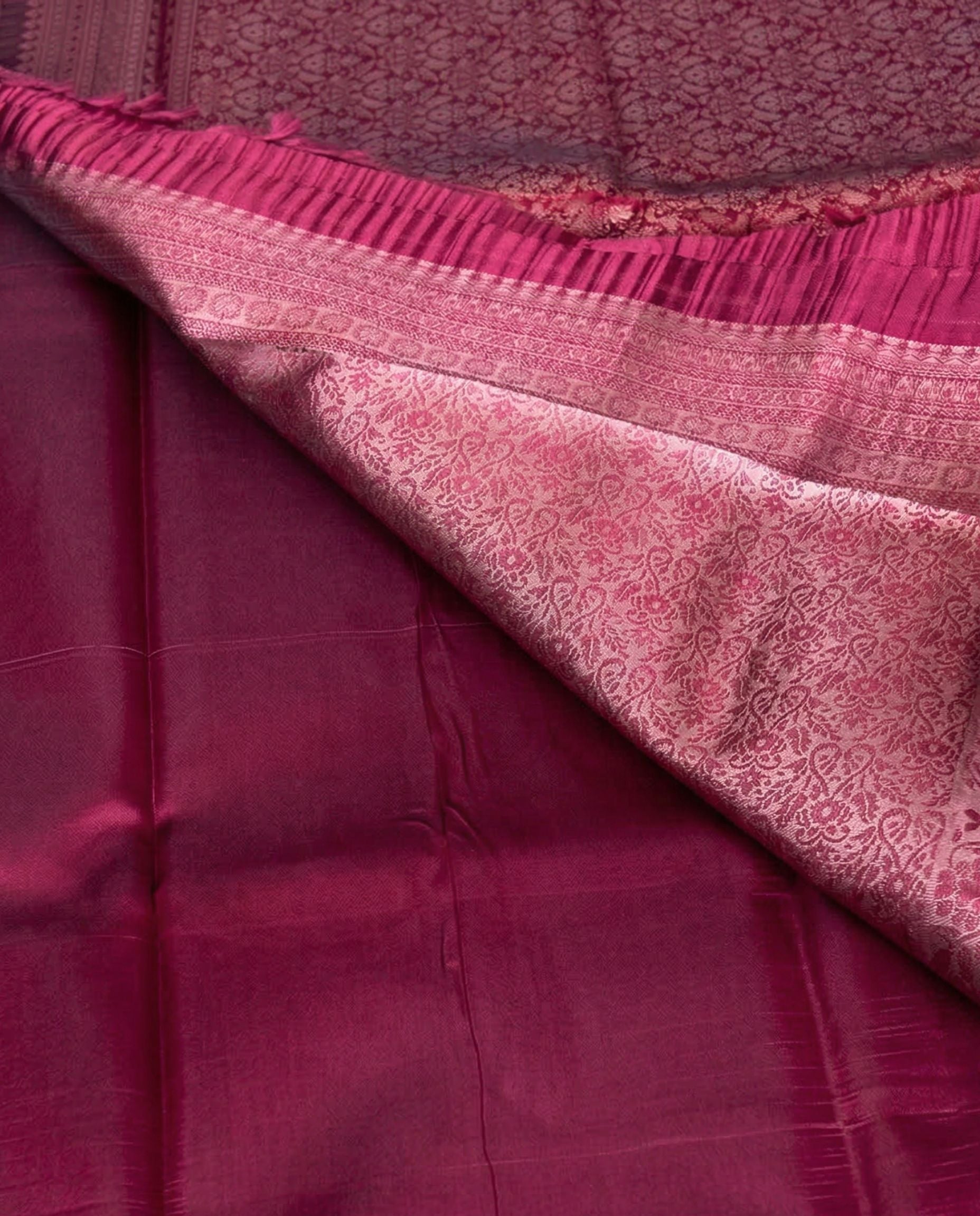 Abhilasha - Cream Kanchi Semi Soft Silk Saree With Magenta Zari Border