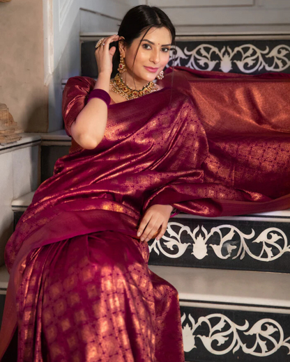 Royal Maroon - Banarasi Silk Saree