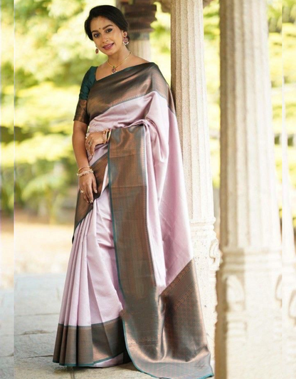 Urvashi Light Pink Soft Silk Saree