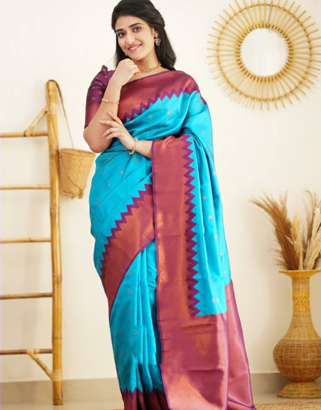 Ishika Sky Blue Kanchipuram Saree