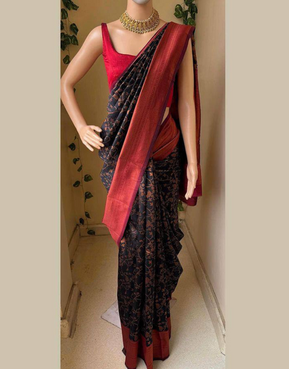 Kirti Black Soft Silk Saree