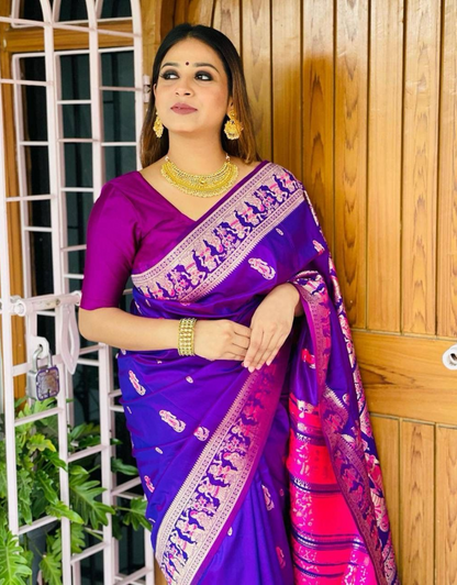 Suhani Dark Blue Banarasi Silk Saree