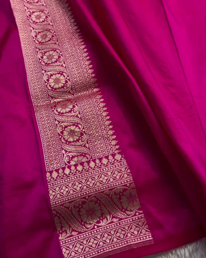 Anisha - Royal Pink Silver Zari Banarasi Saree