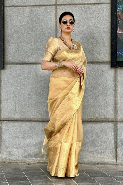 Champagne Dream - Tissue Sof Silk Saree