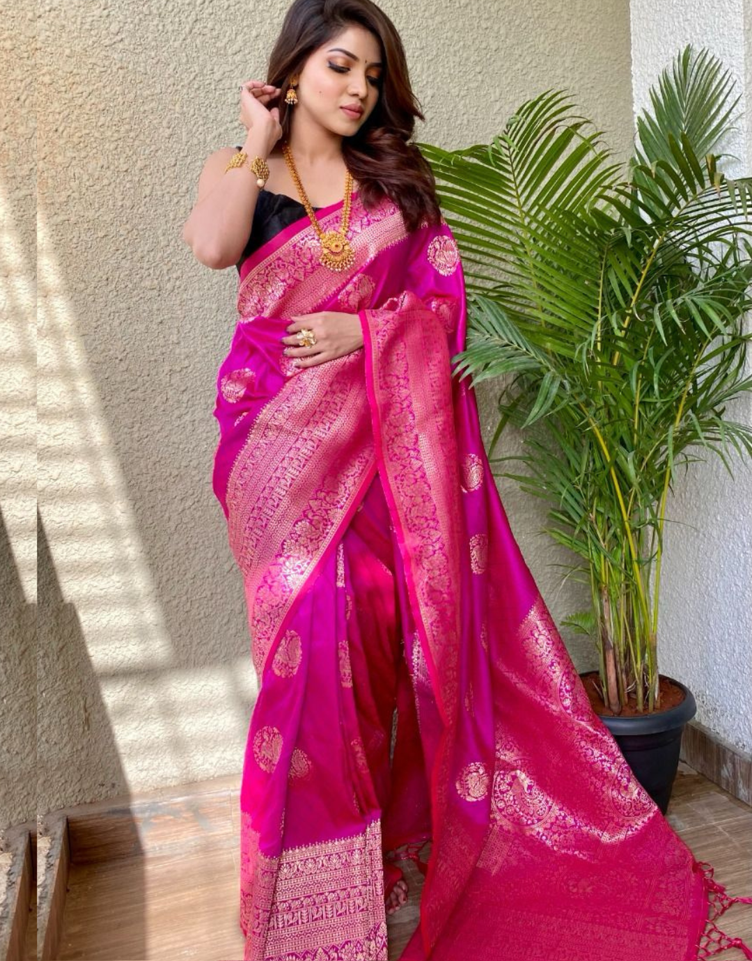 Ritika RubyPink Banarasi Silk Saree