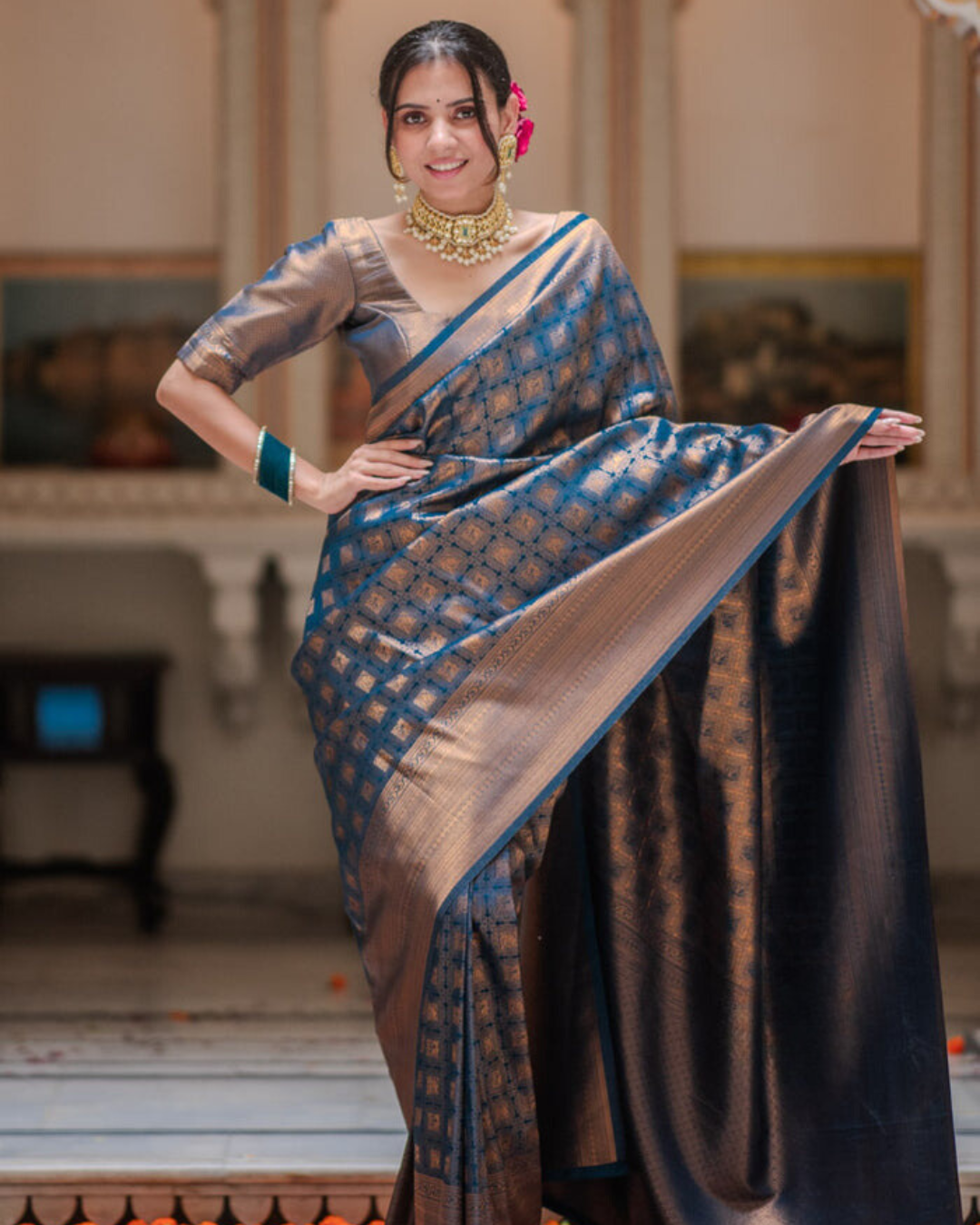 Royal Azure - Banarasi Silk Saree