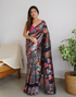 Maria Navy Blue Kashmiri Pashmina Saree