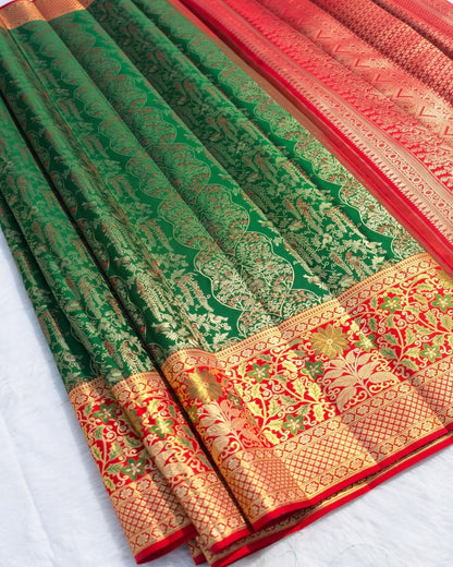 Frida -Emerald Green Banarasi Silk Saree Elegance