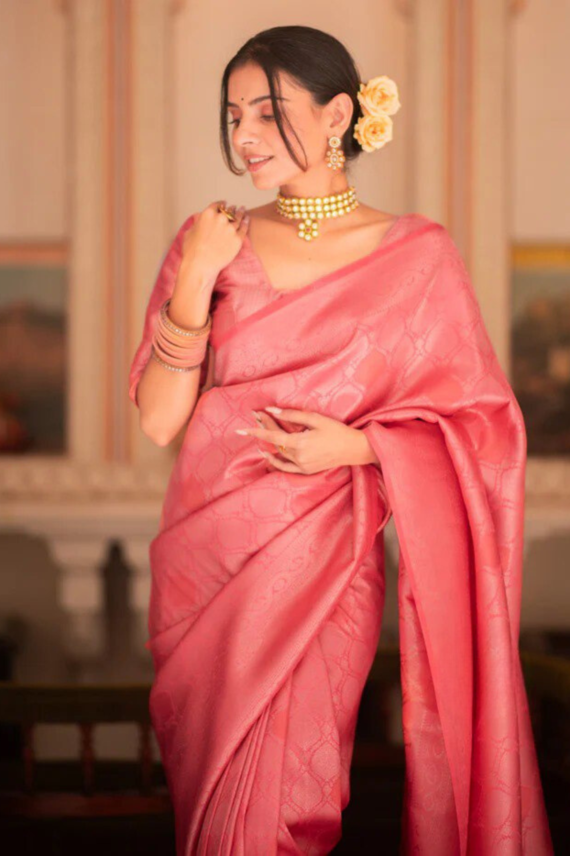 Blush Gleam - Banarasi Silk Saree