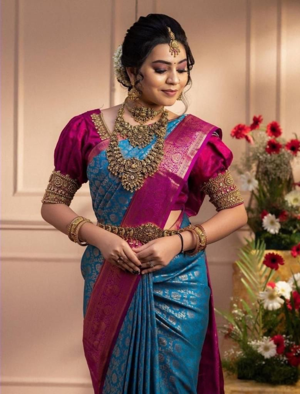 Vaishali Blue Kanchipuram Saree 