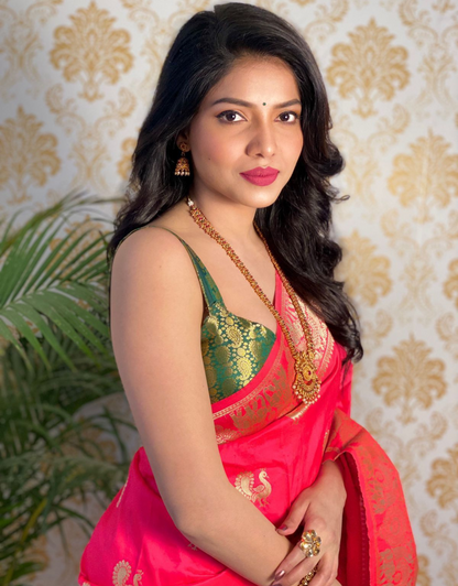 Hania Red Banarasi Saree