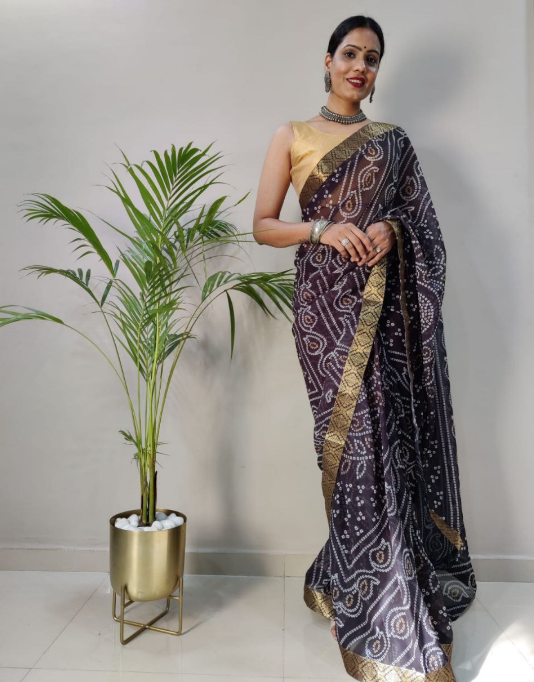 Riya Black Just One Minute Ready To Wear Soft Silk Saree