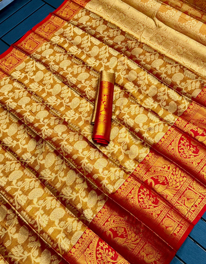 Jinita Cookie Brown Kanchipuram Silk Saree