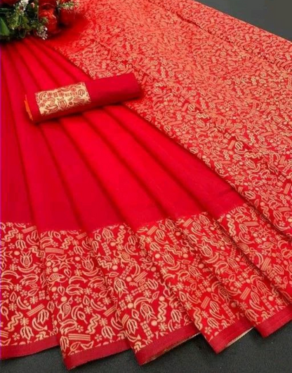 Nimrit Red Banarasi Silk Saree