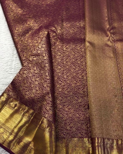 Shakshi - Maroon Banarasi Silk Saree with Heavy Zari Border