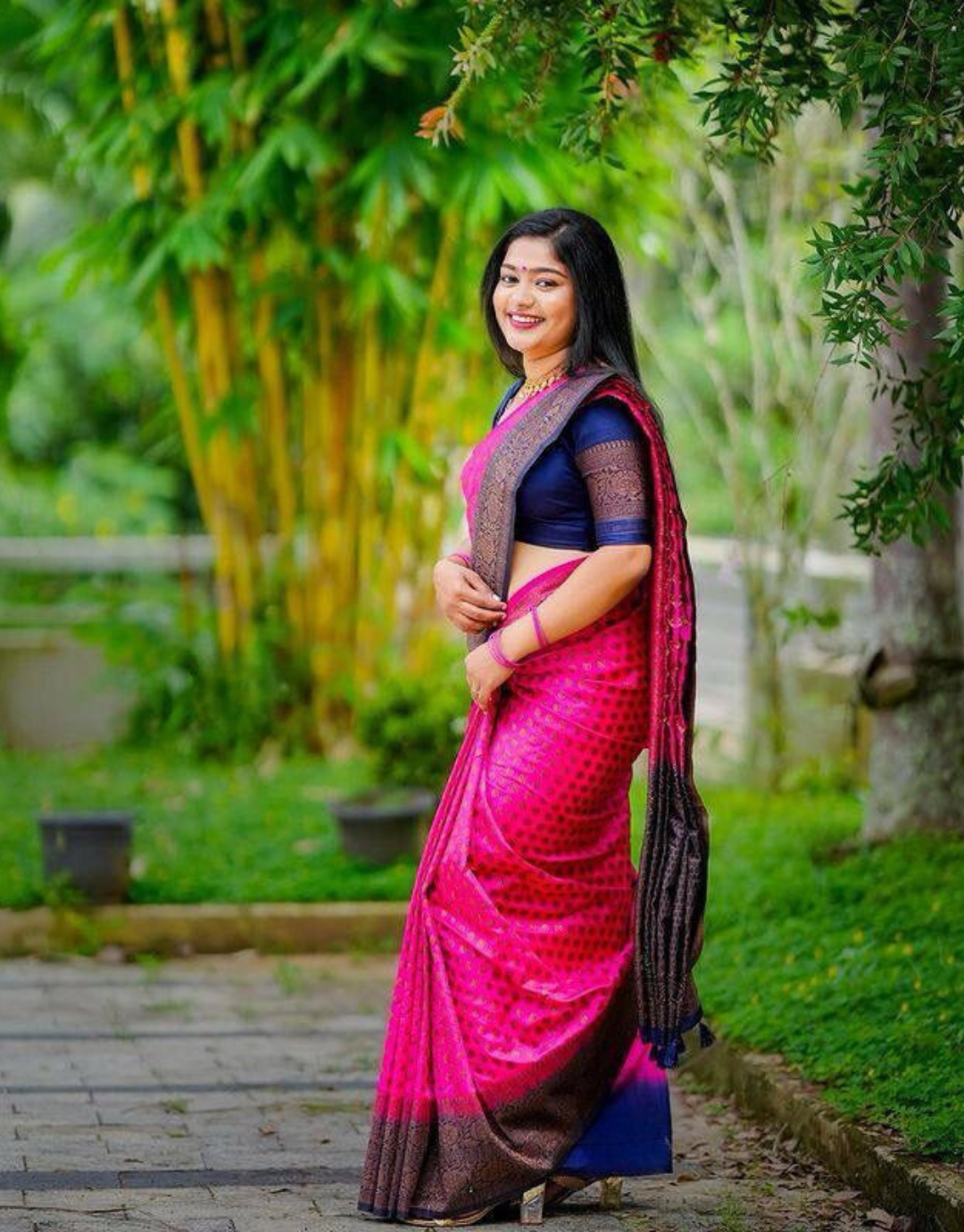 Bhavna Pink Lichi Silk Saree