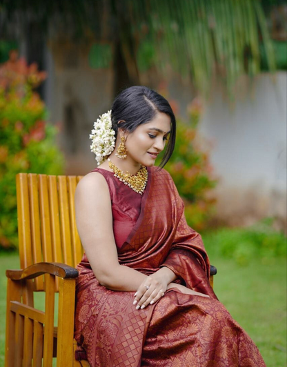 Jyoti Maroon Banarasi Silk Saree