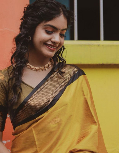 Zarika Yellow Banarasi Silk Saree