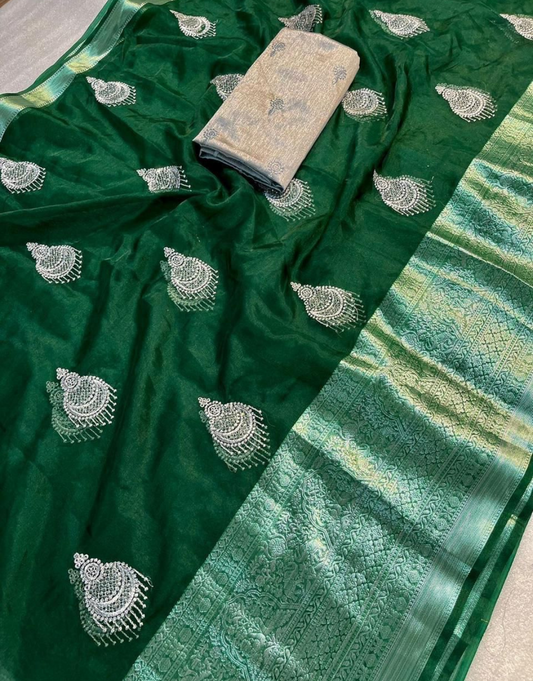 Sweety Green Organza Silk Saree